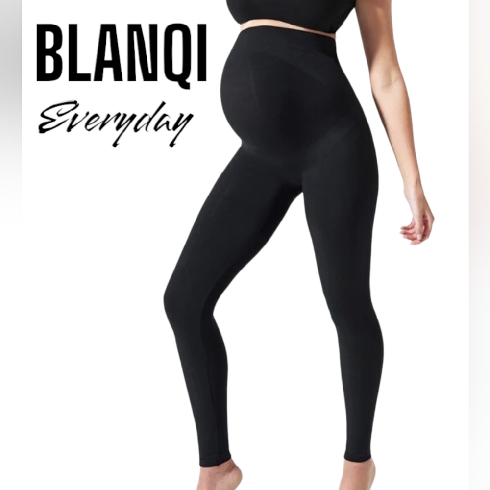 BLANQI EVERYDAY Black Maternity Belly Support Seam Free Smoothing Leggings S